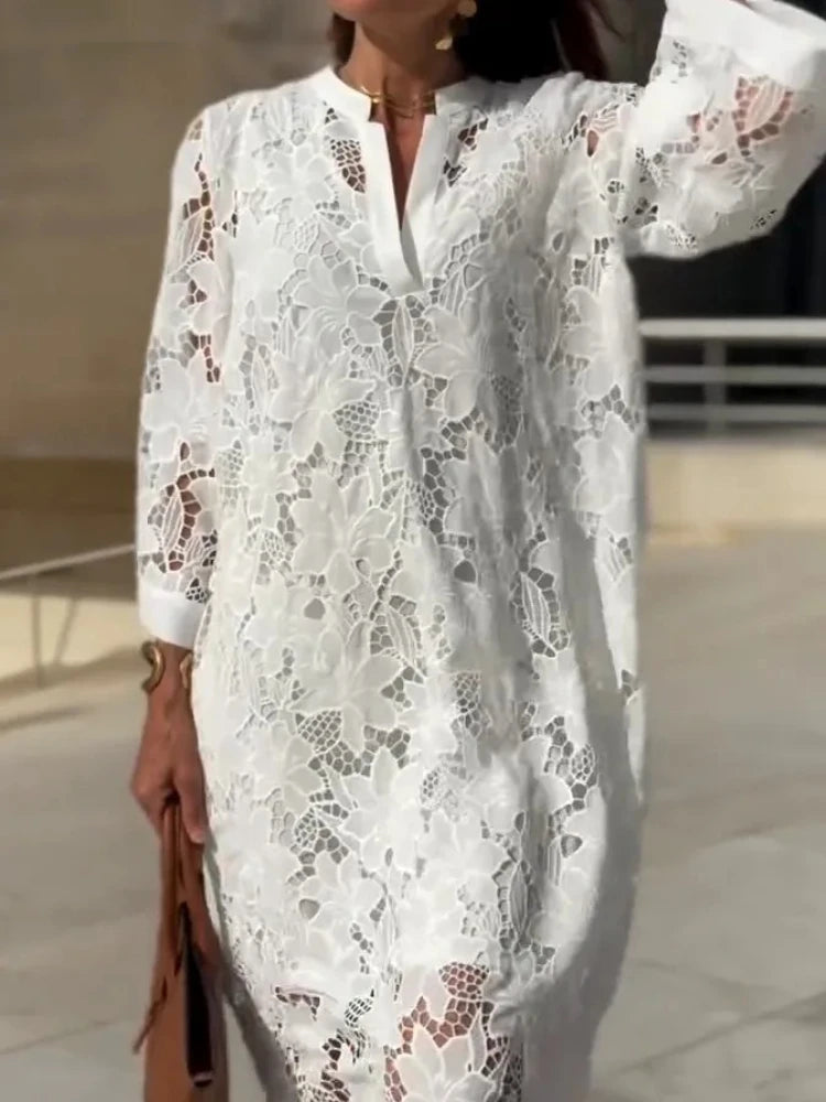 Vestido Feminino Longo Bordado Aurora