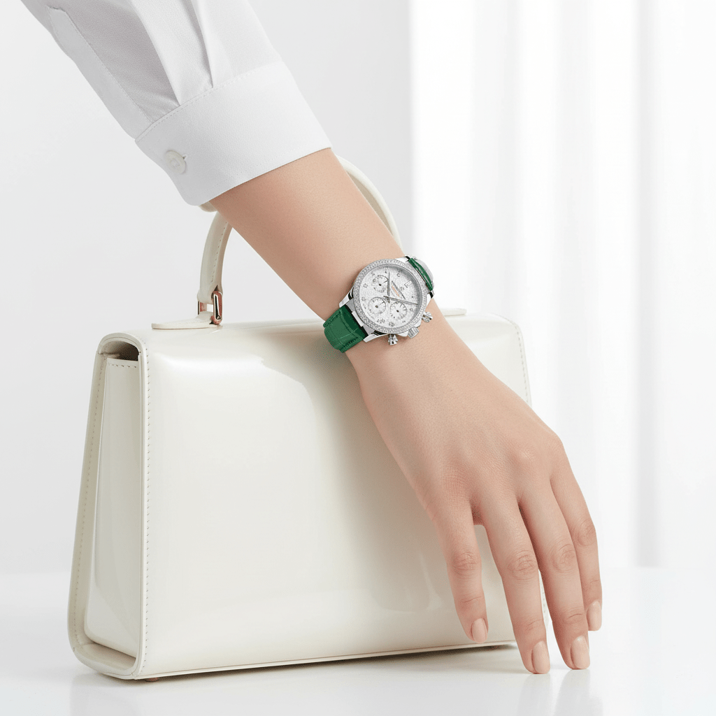 Relógio Pagani Design Feminino Cronógrafo com Safira e Cristais GreenGramora | Luxury Ladies Clothing