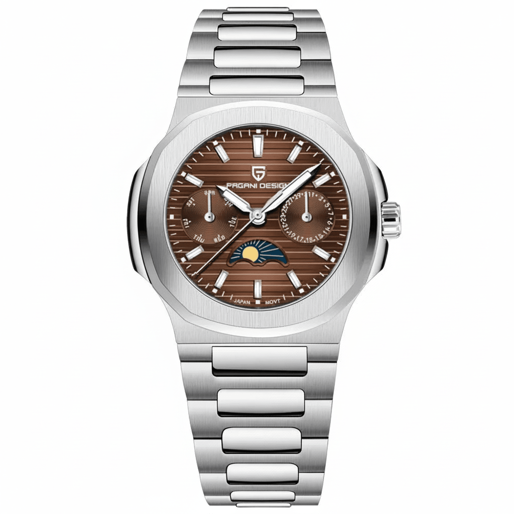 Relógio Pagani Design Feminino Fase da Lua e Safira Black BrownGramora | Luxury Ladies Clothing