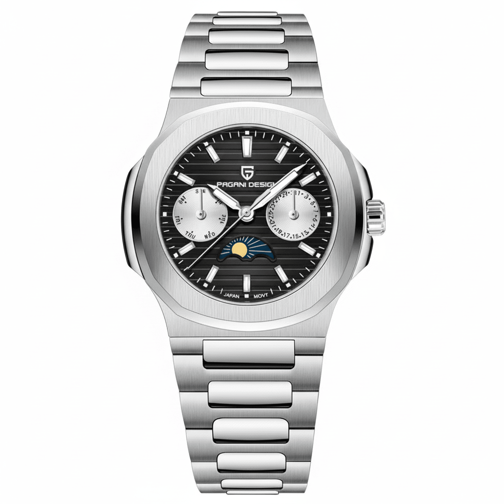 Relógio Pagani Design Feminino Fase da Lua e Safira BlackGramora | Luxury Ladies Clothing