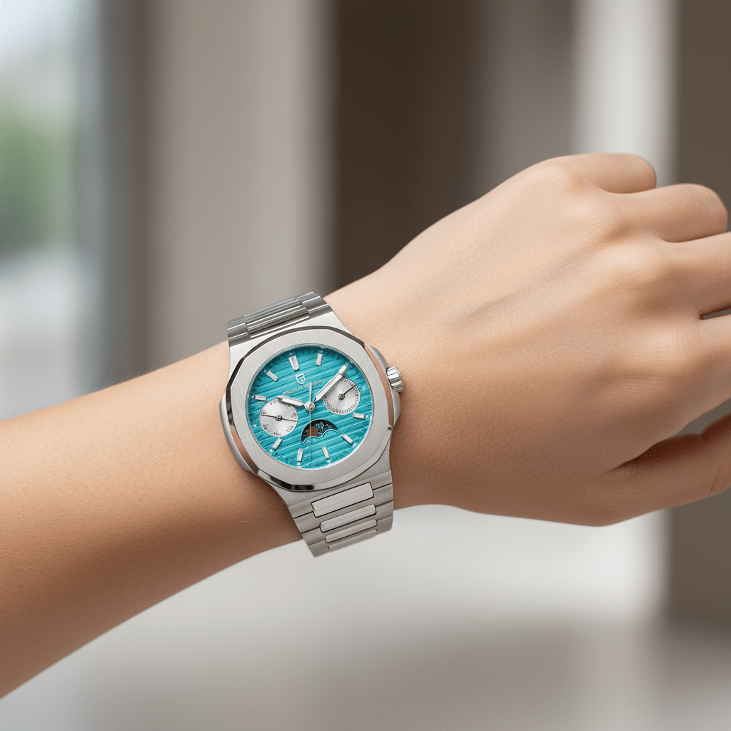 Relógio Pagani Design Feminino Fase da Lua e Safira Ice BlueGramora | Luxury Ladies Clothing