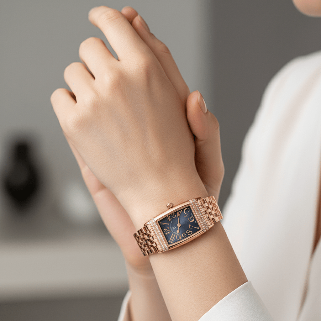 Relógio Pagani Design Feminino Retangular Safira e Cristais Gold BlackGramora | Luxury Ladies Clothing