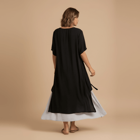 Vestido Feminino Midi em Camadas com Botões.Gramora | Luxury Ladies Clothing
