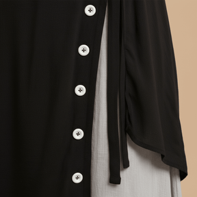 Vestido Feminino Midi em Camadas com Botões.Gramora | Luxury Ladies Clothing