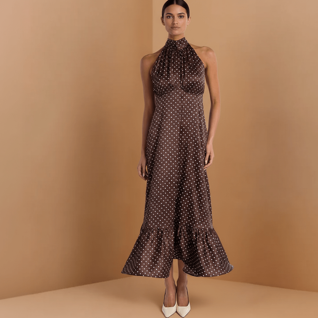 Vestido Midi Poá com Caimento LeveGramora | Luxury Ladies Clothing