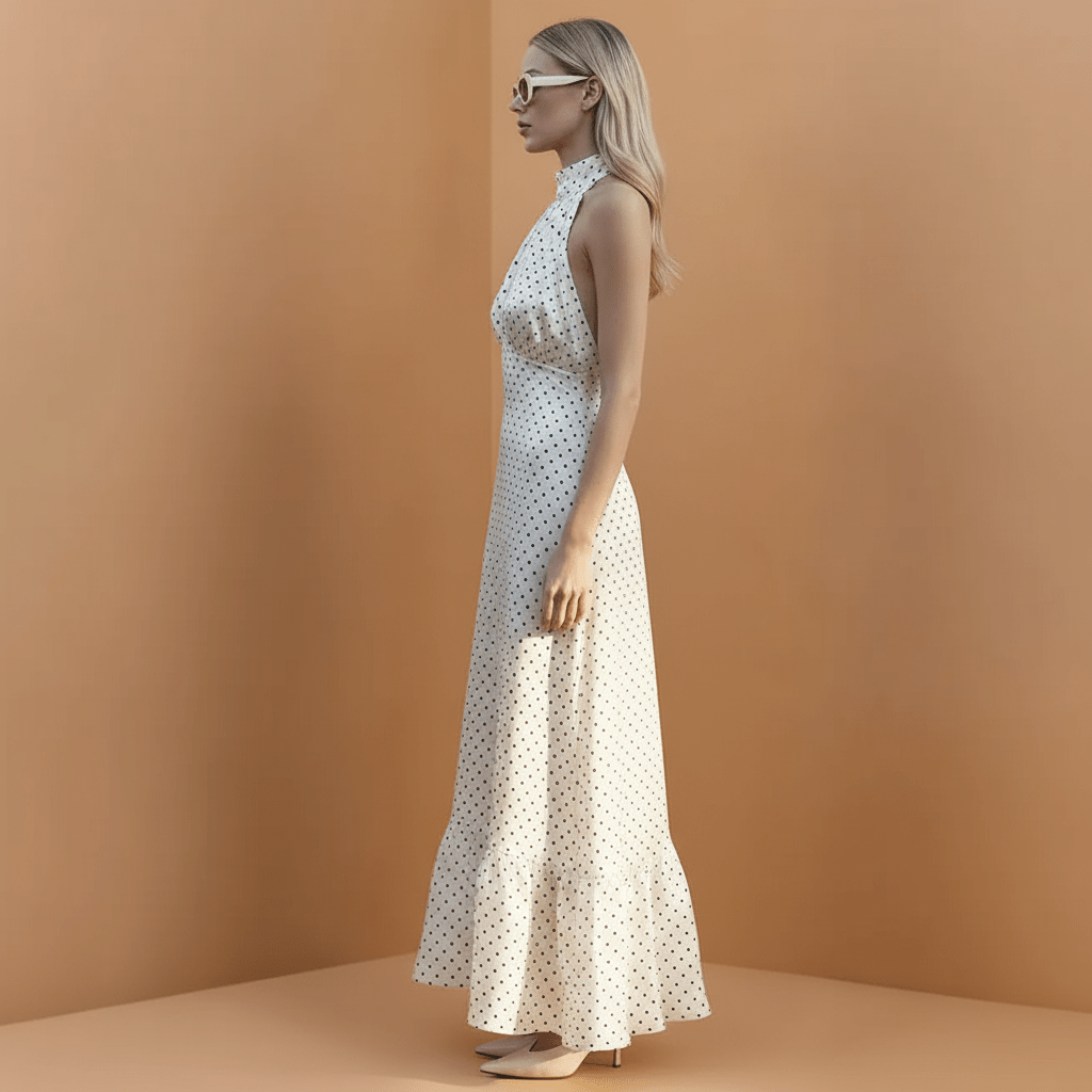 Vestido Midi Poá com Caimento LeveGramora | Luxury Ladies Clothing